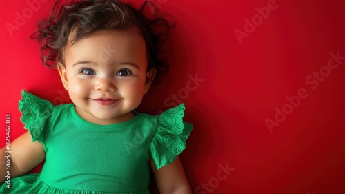 Happy Caucasian baby with b...