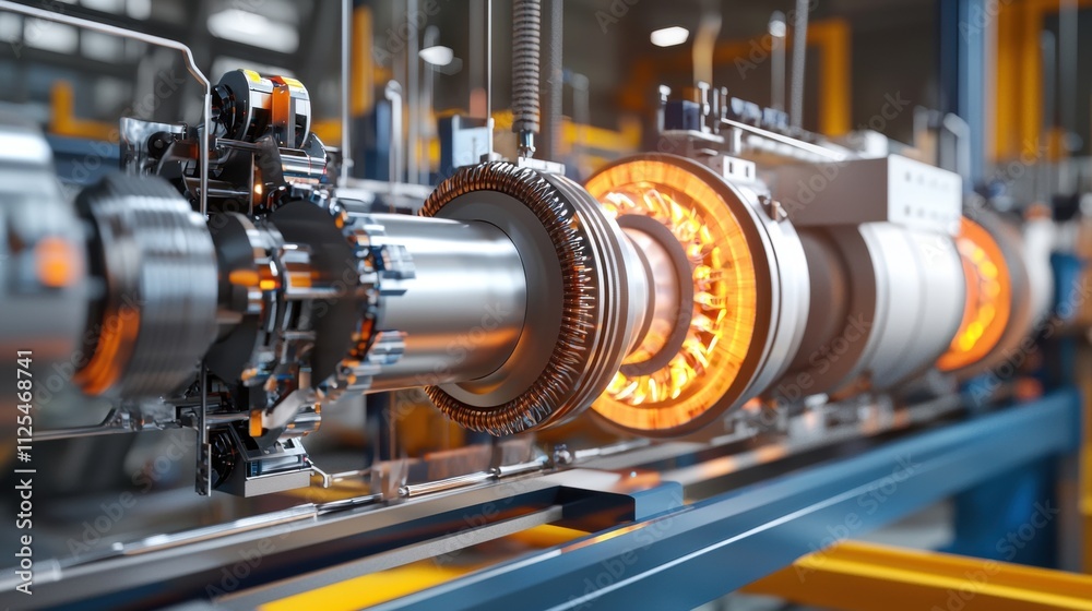 Fototapeta premium Turbines spinning at a modern power generation plant industrial facility energy production clean energy environment