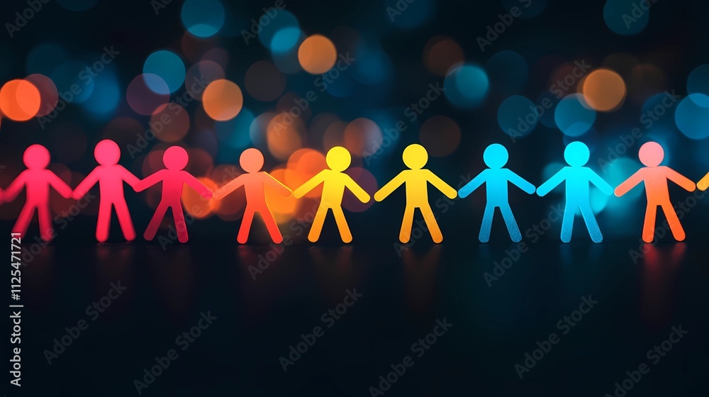 Abstract human forms standing in a connected design, symbolizing unity, teamwork, and the collective pursuit of shared ambitions. Abstract human forms standing in a connected design, symbolizing unity, teamwork, and the collective pursuit of shared ambitions.