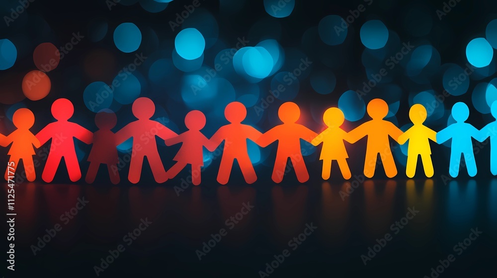 Abstract human forms standing in a connected design, symbolizing unity, teamwork, and the collective pursuit of shared ambitions. Abstract human forms standing in a connected design, symbolizing unity, teamwork, and the collective pursuit of shared ambitions.