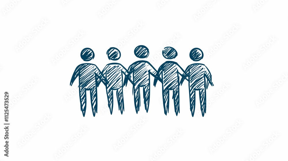 Stylized abstract human figures of collaboration and the importance of community in success.
