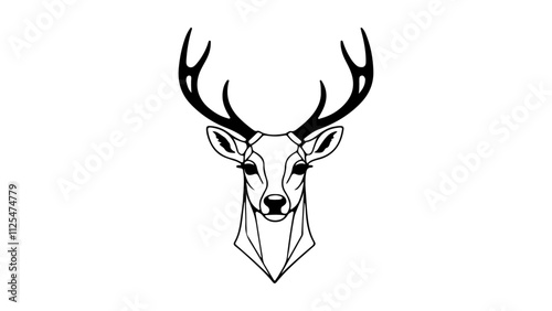 deer head silhouette, simple deer outline art illustration in vector, icon of a deer in vector