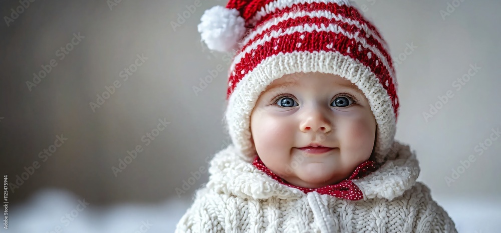 Adorable Baby in Knitted Winter Hat Holiday Cheer Adorable Baby in Knitted Winter Hat Holiday Cheer