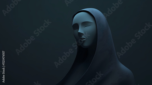 A mysterious figure in a dark cloak with a smooth, mask-like face, evoking a sense of intrigue and enigma in a shadowy environment. Enigma. Illustration