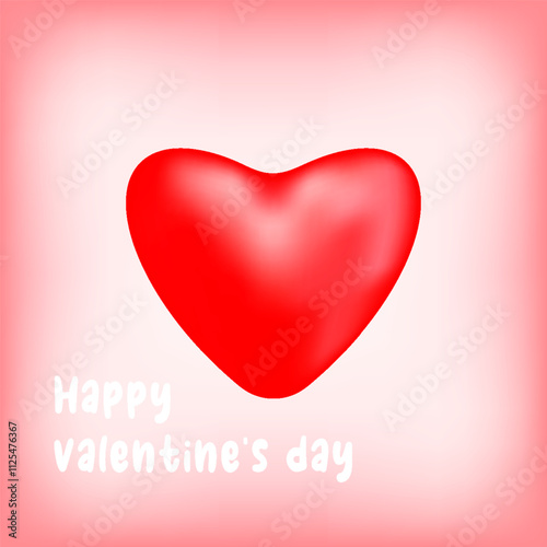 Happy valentine's day Greeting card Pink background Red 3d heart Symbol of love Vector illustration Square design