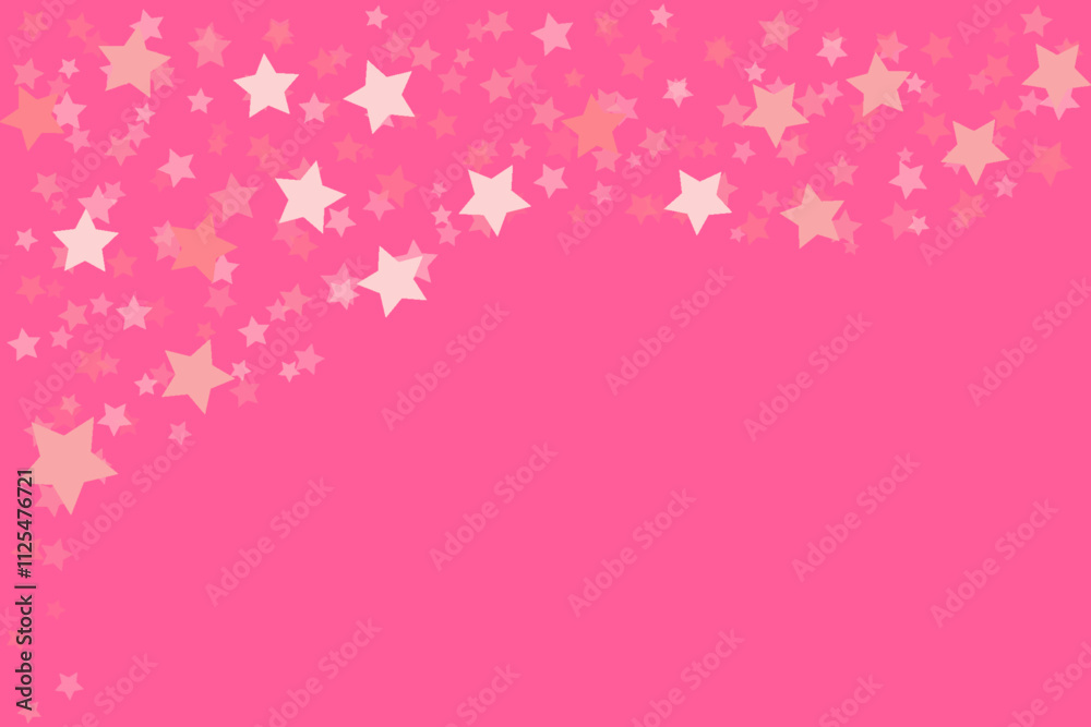 Pink shining stars scattered on pink background with free space for your text or design Wonderful blank for greeting card poster banner Wedding, birthday, mother's day, women's day Copy space Pink shining stars scattered on pink background with free space for your text or design Wonderful blank for greeting card poster banner Wedding, birthday, mother's day, women's day Copy space