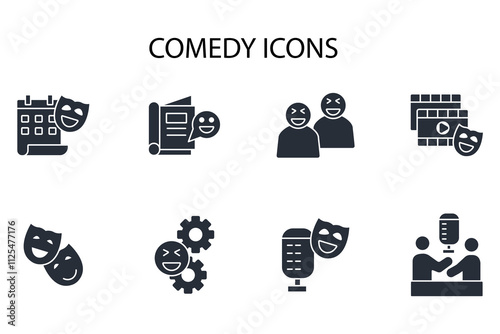 Comedy icon set.vector.Editable stroke.linear style sign for use web design,logo.Symbol illustration.