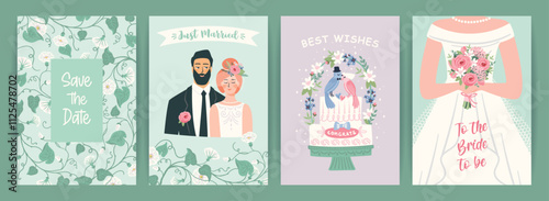 The Wedding. Vector illustration cards for marriage concept and other