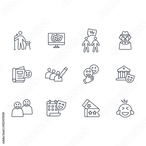 Comedy icon set.vector.Editable stroke.linear style sign for use web design,logo.Symbol illustration.