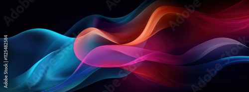 abstract colorful background. multicolored waves on a black background. graphic web design. screensaver, wallpaper