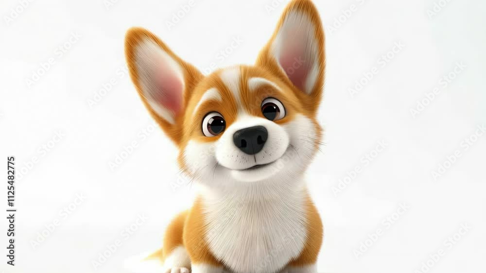 Playful corgi puppy smiling and tilting head adorably in sequence