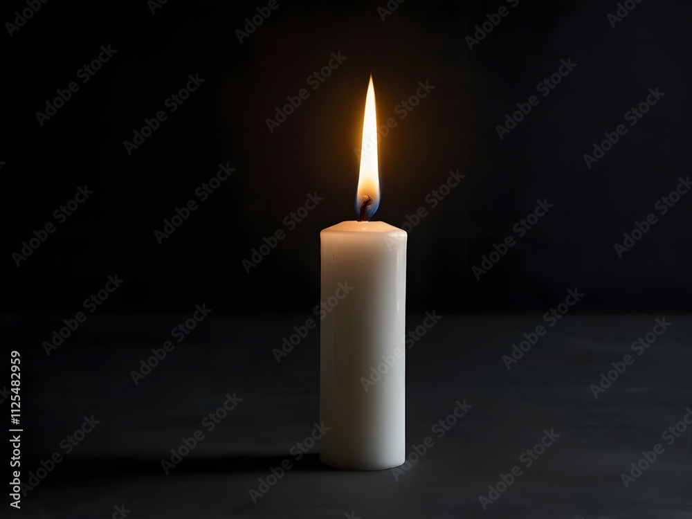 Burning White Candle in Dark   Hope  Remembrance  Peace