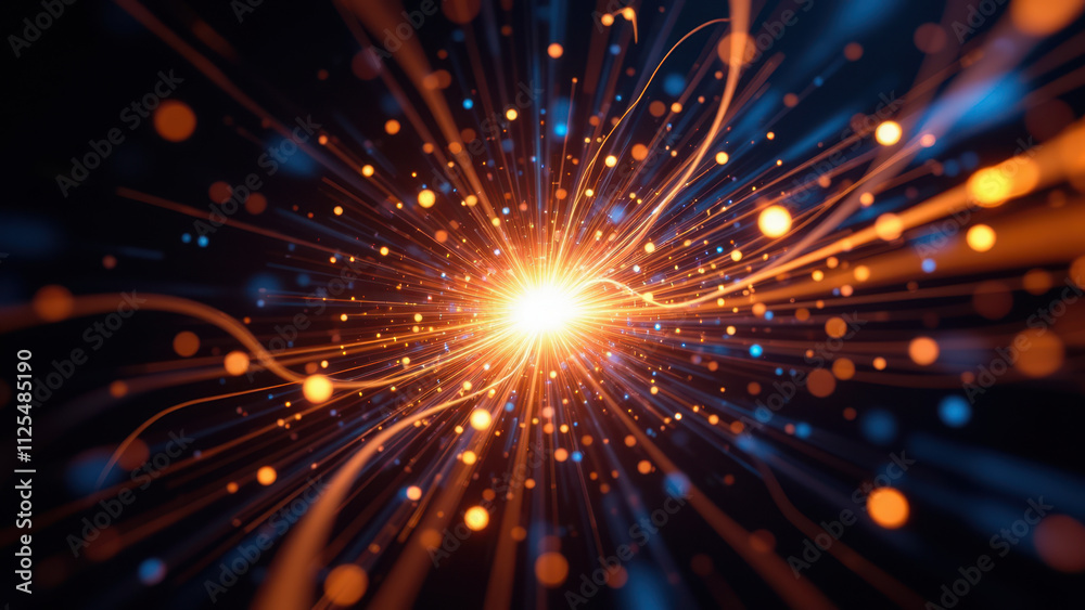 Naklejka premium RAG, Retrieval Augmented Generation - An artistic digital illustration of a sparking network, symbolizing energy and connectivity.