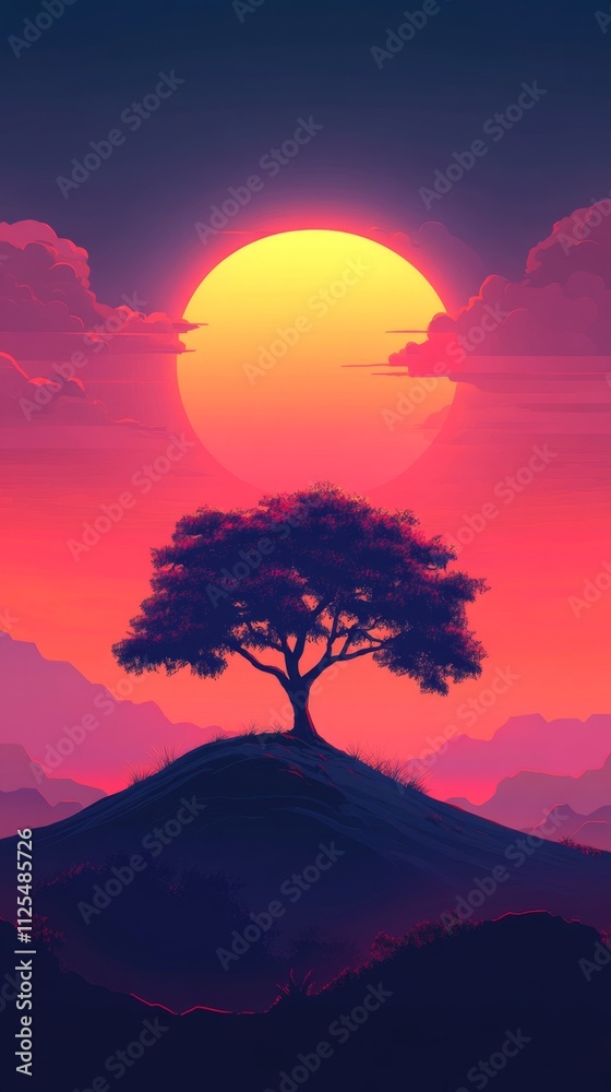 Majestic Sunset Over a Solitary Tree Majestic Sunset Over a Solitary Tree