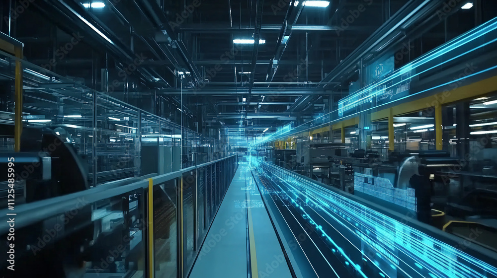 Fototapeta premium Real-time IoT data analysis of production lines with predictive maintenance insights