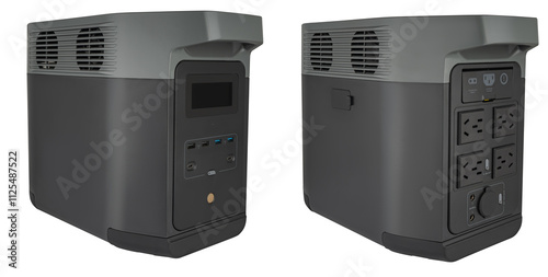 Fotografia Portable charging power station, on white background in insulation