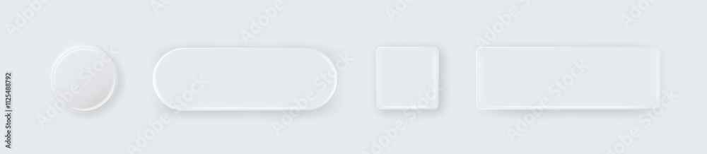 Vector 3d Round and Square White Metal, Plastic Blank Empty Button Badge Isolated. Button Badge. Brooch Pin. Template for Branding