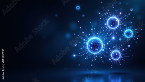 Wallpaper Mural A digital illustration featuring a futuristic R&D theme with glowing orbs representing Retrieval Augmented Generation (RAG) technology set against a blue backdrop. Torontodigital.ca