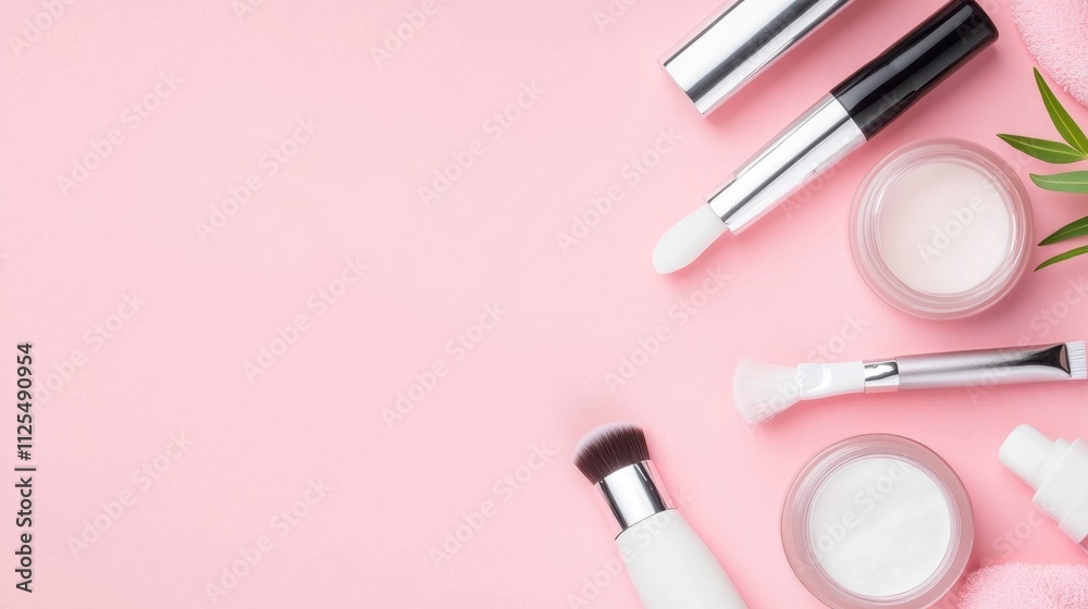 Professional makeup brushes and tools, make-up products set. ai generated Professional makeup brushes and tools, make-up products set. ai generated