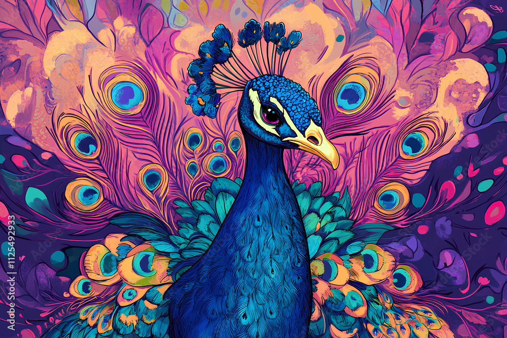Fototapeta premium peacock with colored background