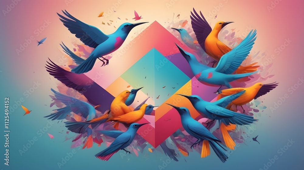 Fototapeta premium Birds around square