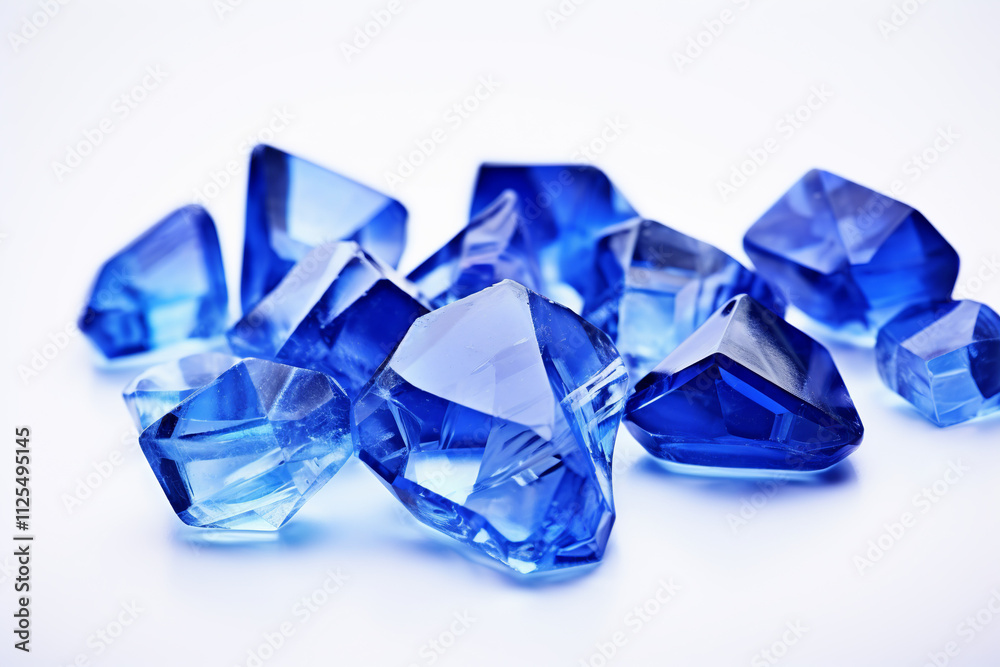 Precious blue sapphire crystals on white background Precious blue sapphire crystals on white background