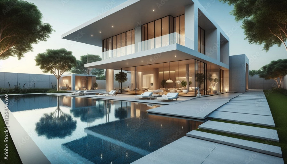 Obraz premium Modern house with pool