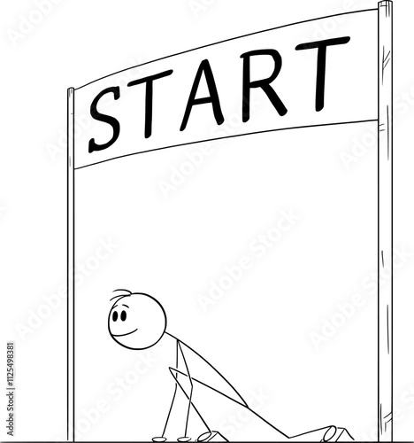 Person on the start , vector cartoon stick figure or character illustration.