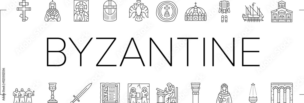 Φωτογραφία byzantium empire justinian icons set vector