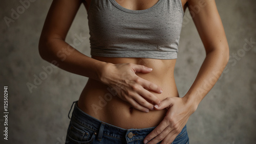 Photos of Women with Abdominal Pain. Menstrual Cramps, Gastritis, and IBS.  photo