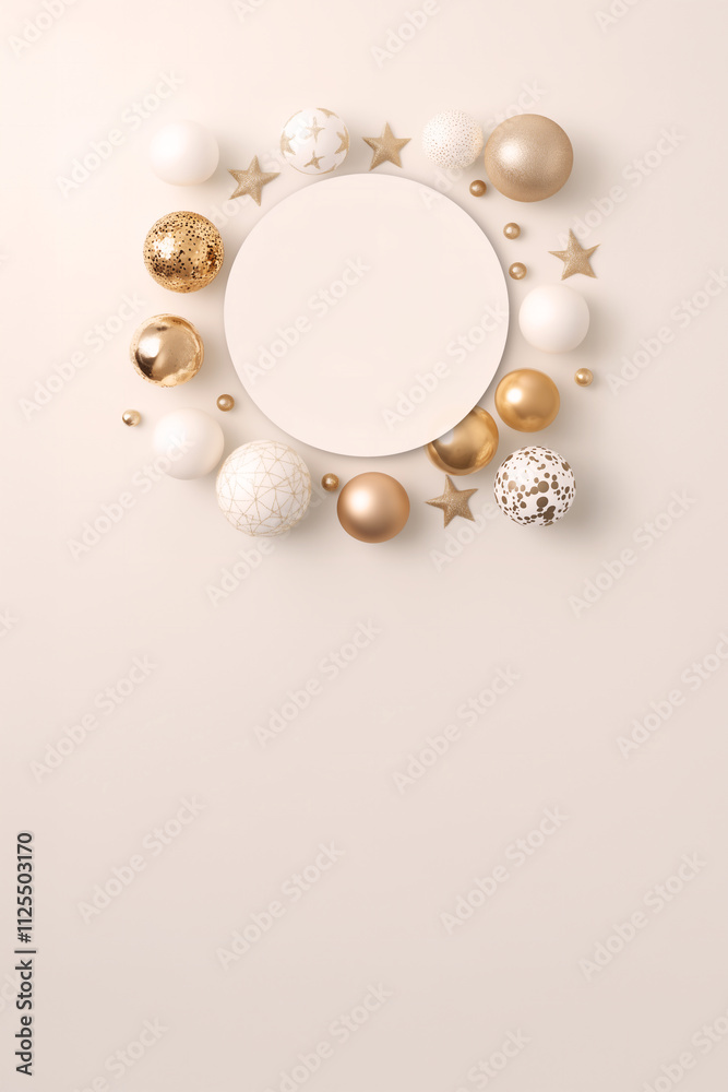 Christmas Holiday Modern White Round Template, a space for a text, with a festive and luxurious feel
Christmas Holiday Modern White Round Template, a space for a text, with a festive and luxurious feel