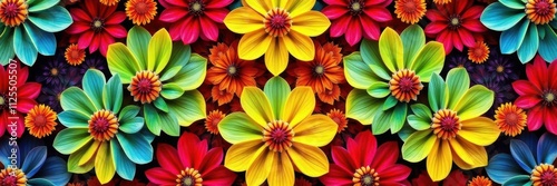 Colorful and intricate abstract fractal flowers in a mesmerizing and unique pattern, pattern