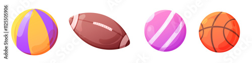 Set with basket and rugby ball on transparent background