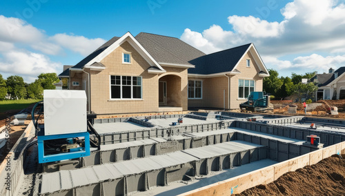 3D printing construction of a building with an industrial printer