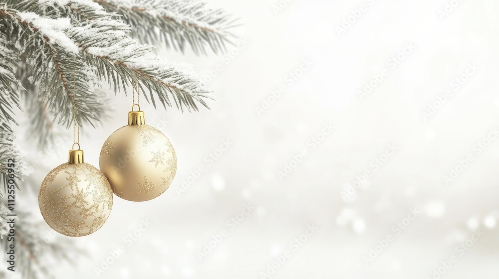 Beautiful Christmas tree background with Christmas tree branches and gold Christmas tree toys Beautiful Christmas tree background with Christmas tree branches and gold Christmas tree toys