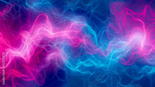 Striking neon pink and electric blue background, featuring swirling energy waves that invoke a sense of motion and energy. Ideal for creating an intense and otherworldly vibe in posters, covers, or 