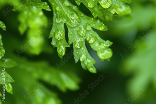 Close-up shot of a leaf with water droplets, perfect for nature and outdoor themes photo