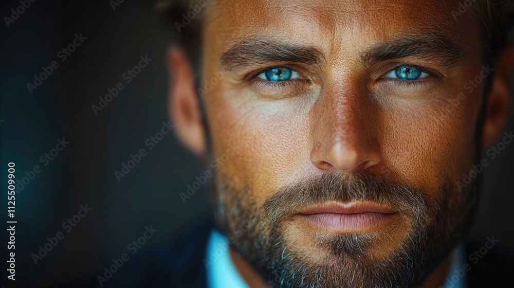 A close-up portrait of a person with striking blue eyes A close-up portrait of a person with striking blue eyes