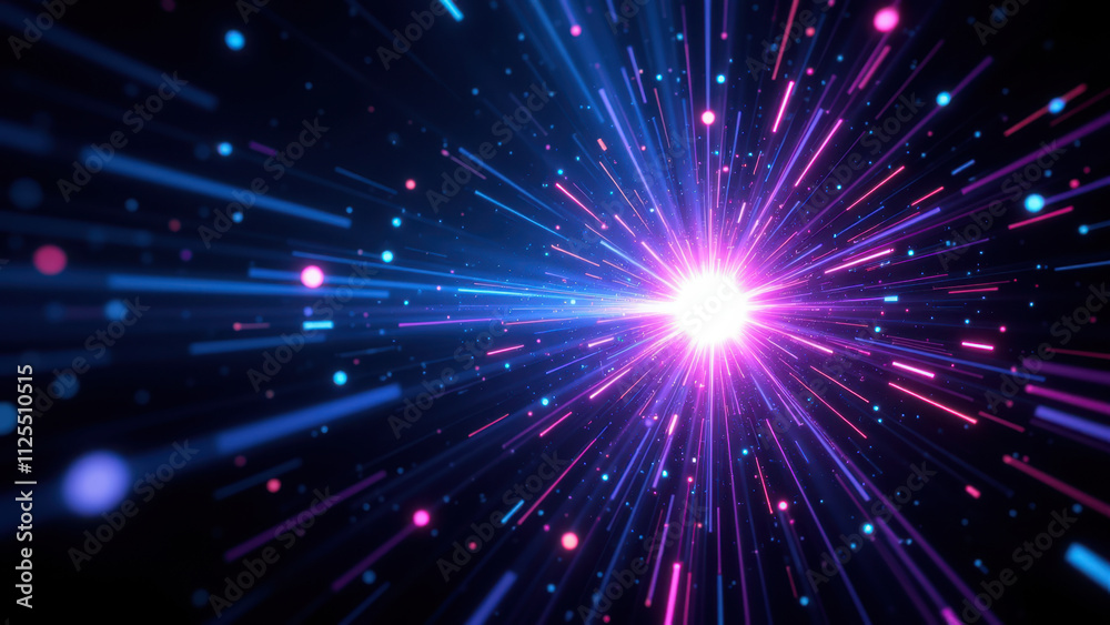 Fototapeta premium A vibrant digital explosion with a central burst of color.