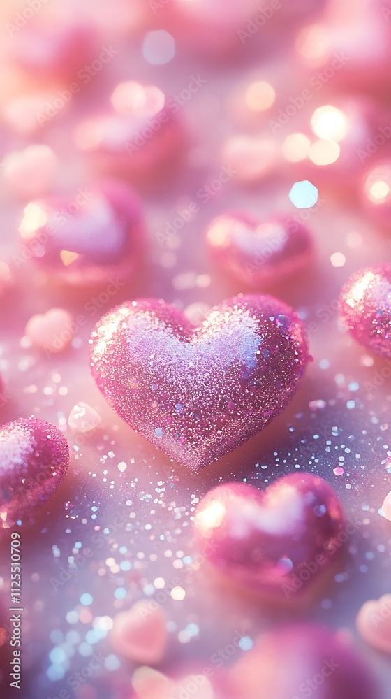 Obraz premium Glitter pink hearts love theme high resolution wallpaper