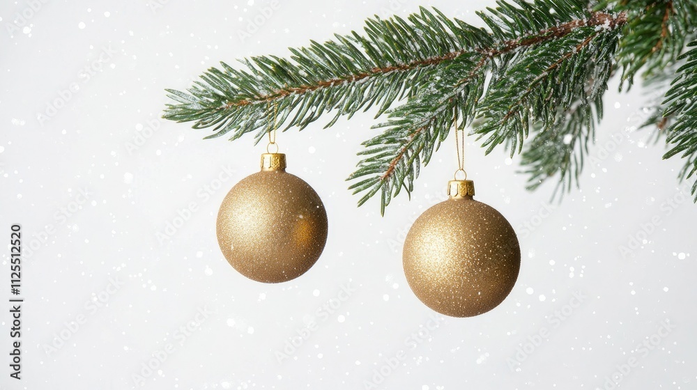 Beautiful Christmas tree background with Christmas tree branches and gold Christmas tree toys Beautiful Christmas tree background with Christmas tree branches and gold Christmas tree toys