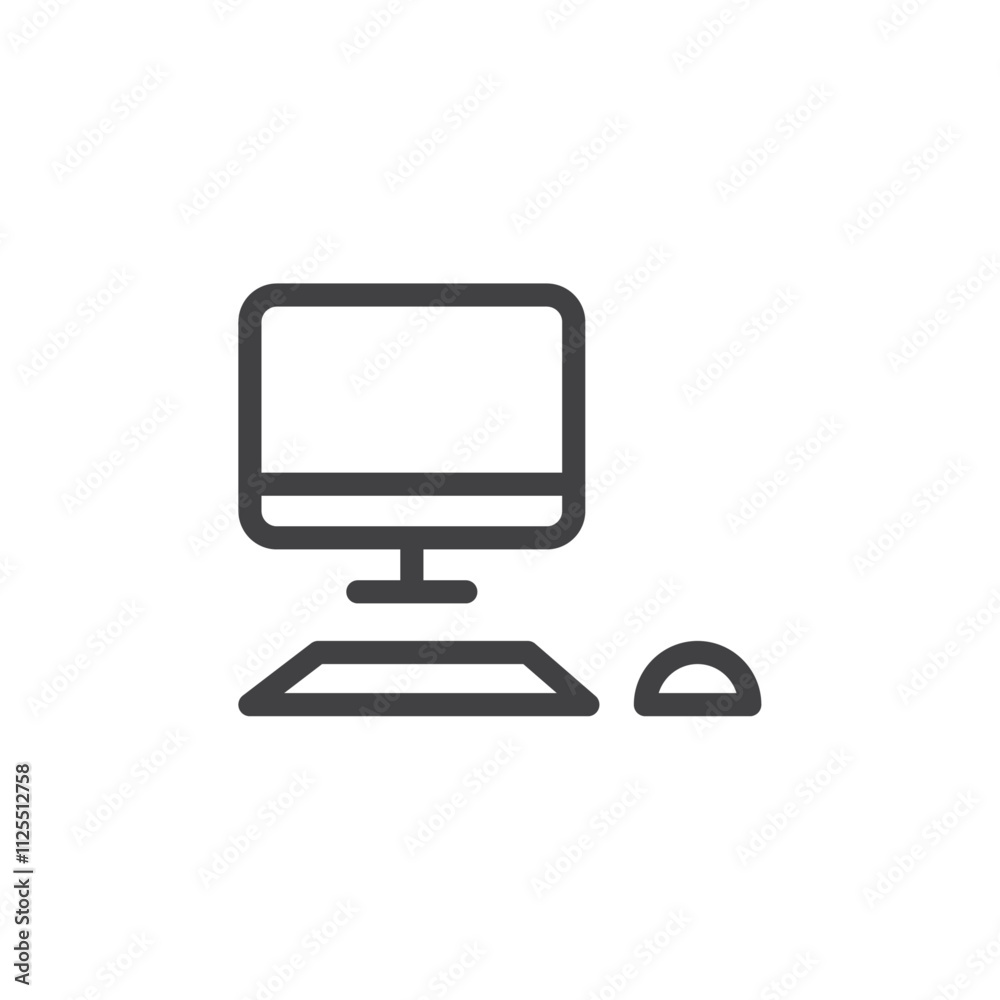 Desktop computer icon Vector logo outline Desktop computer icon Vector logo outline