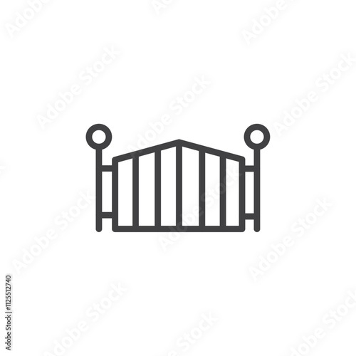 Decorative gate icon Vector logo outline