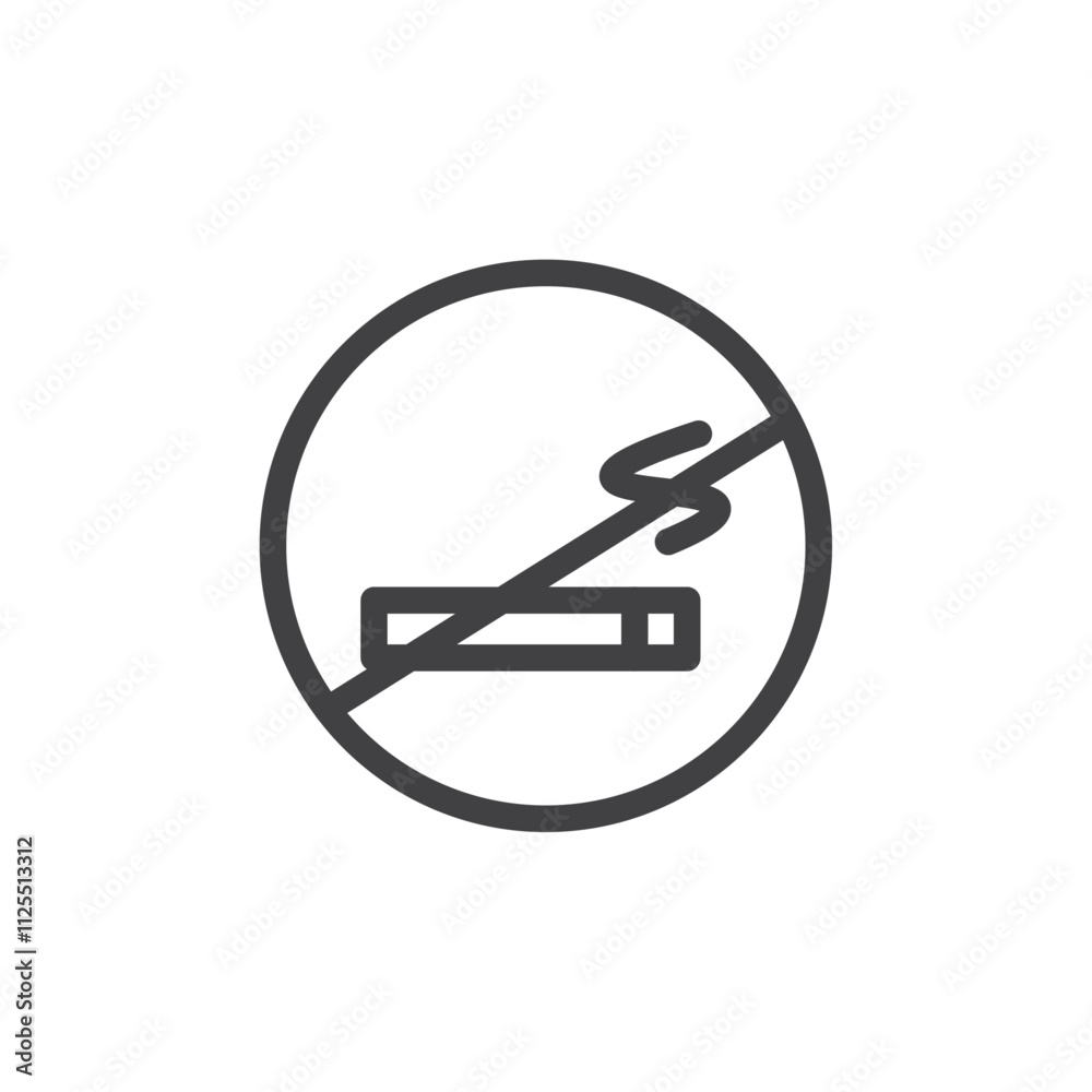 Forbidden no smoking icon Vector logo outline Forbidden no smoking icon Vector logo outline