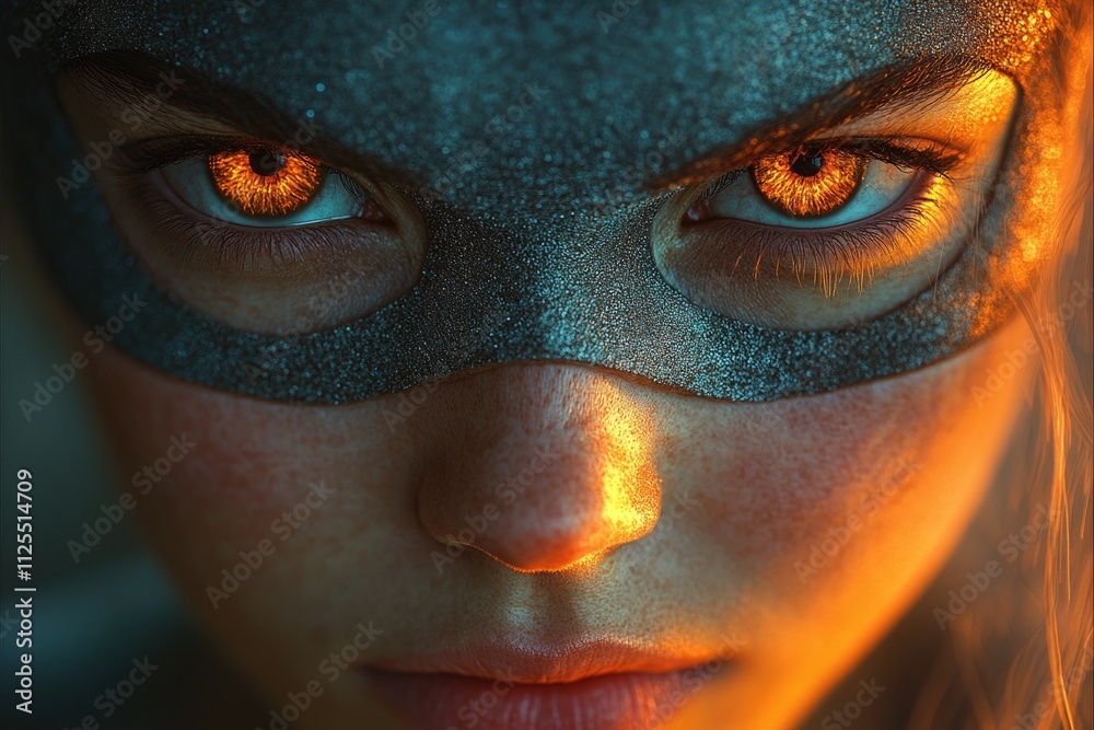 Close-up shot of a person wearing a mask, great for hiding identities or adding mystery to your image Close-up shot of a person wearing a mask, great for hiding identities or adding mystery to your image