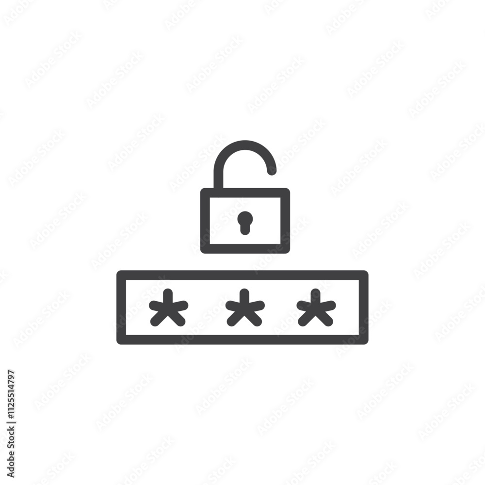 Password protection icon Vector logo outline Password protection icon Vector logo outline