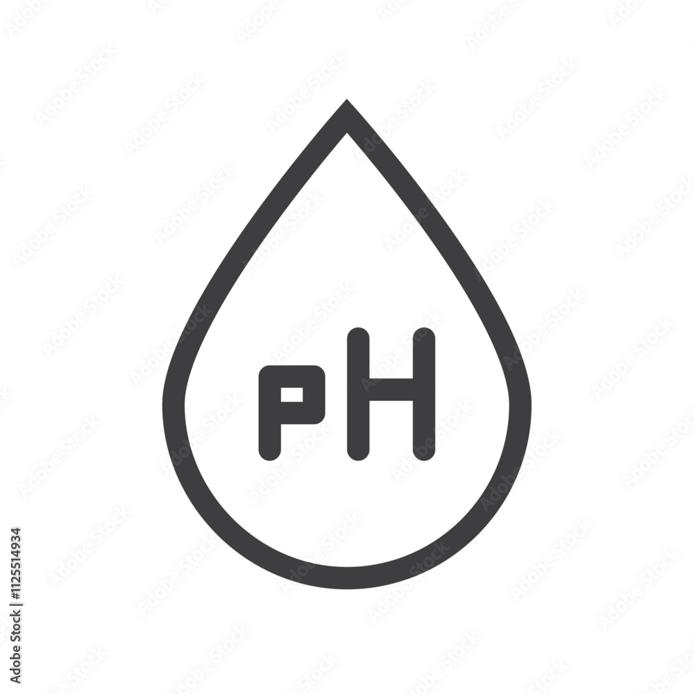 pH water drop icon Vector logo outline pH water drop icon Vector logo outline