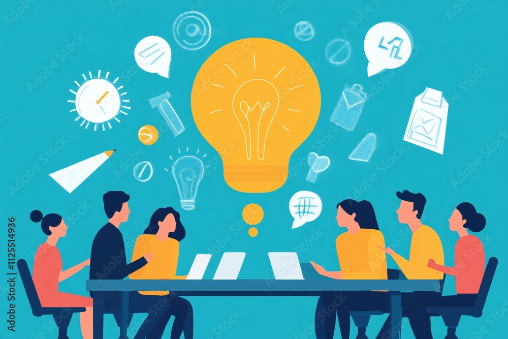 Diverse team brainstorming with a woman raising a question in an office meeting Diverse team brainstorming with a woman raising a question in an office meeting