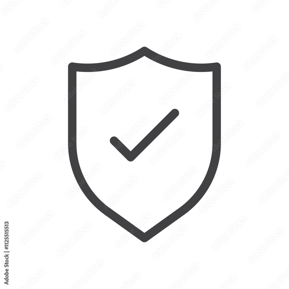 Shield with check mark icon Vector logo outline Shield with check mark icon Vector logo outline