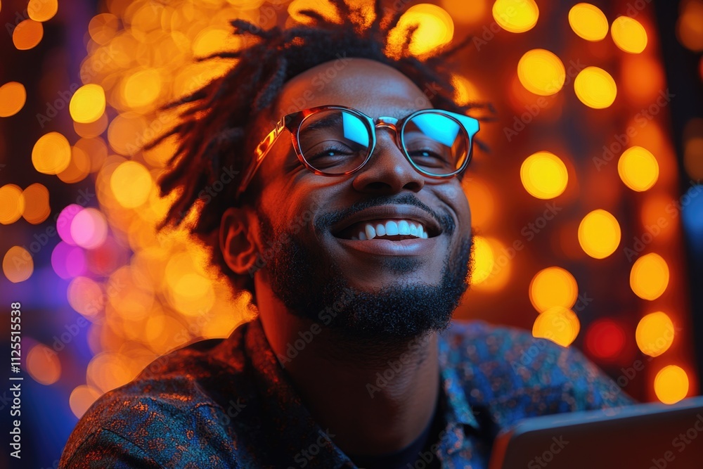 A person wearing glasses and a beard smiles directly at the camera A person wearing glasses and a beard smiles directly at the camera